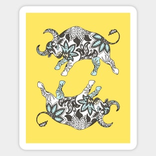 Paisley Oxen (Yellow Palette) Sticker